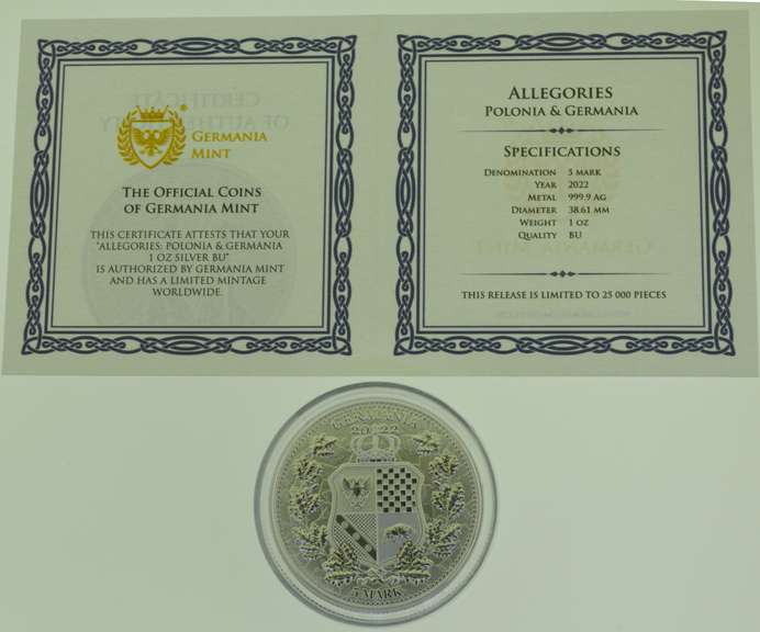 2022 Germania and Polonia Allegories 1 oz .999 Fine Silver Coin