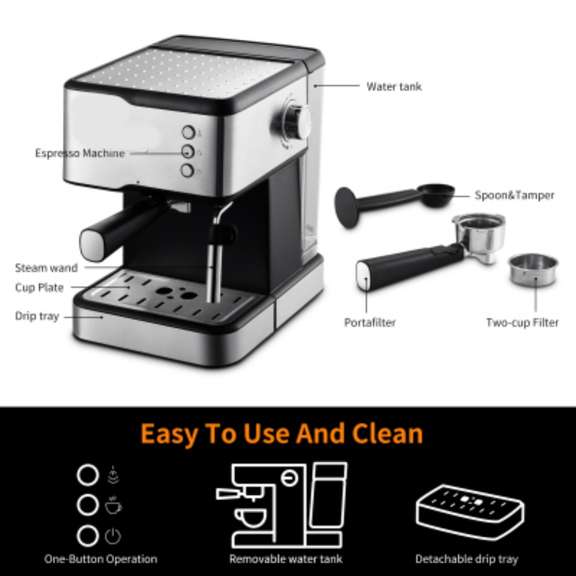 20 Bar Espresso Machine 950W Removable Foaming Nozzle