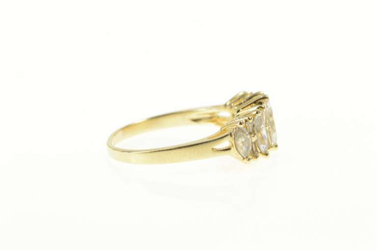 14K Yellow Gold Marquise Baguette CZ Graduated Statement Ring