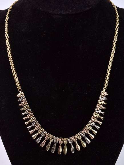 Elegant Fringe Necklace in Tri-Color Gold