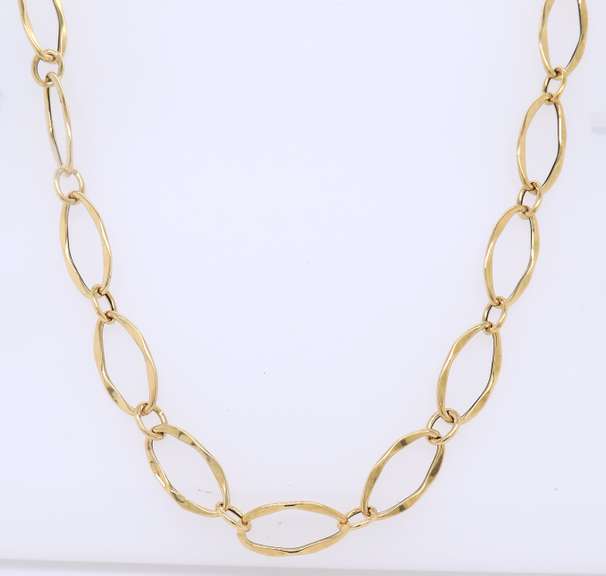 Elegant Yellow Gold Fancy oval Link Chain Necklace