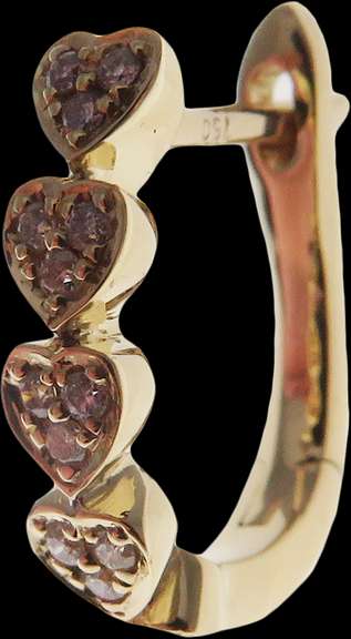 Charming 18kt Yellow Gold Heart Shaped Diamond Huggie Earrings