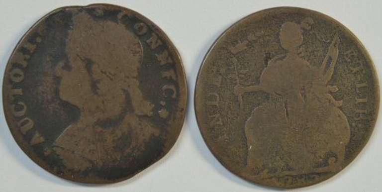 2 1787 Connecticut Colonial Copper coins