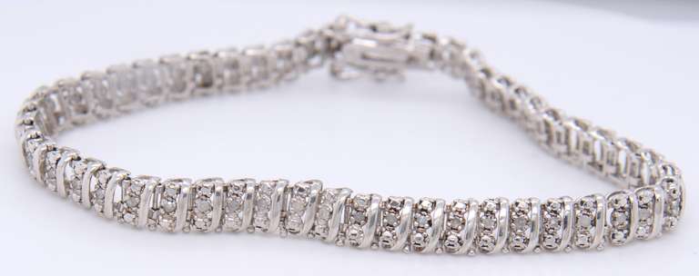 Vintage Sterling Silver Cubic Zirconia Tennis Bracelet
