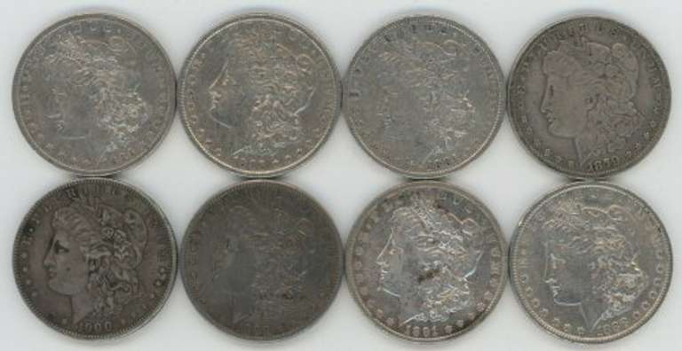 8 Sharper all Different 19th Century Morgan Silver Dollars