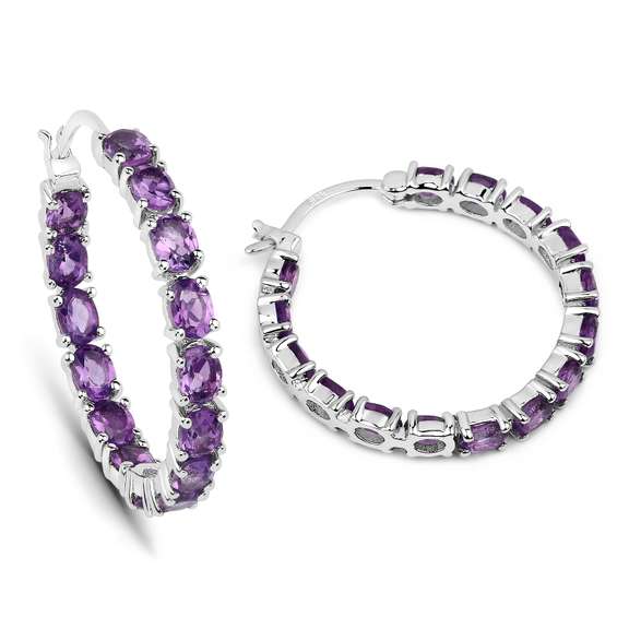 Plated Rhodium 4.80ctw Amethyst Earrings