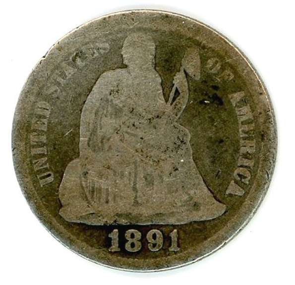 1891 Liberty Seated Dime