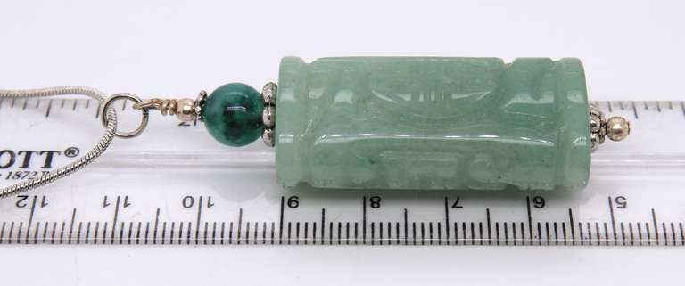 Green Jade Pendant on Snake Chain