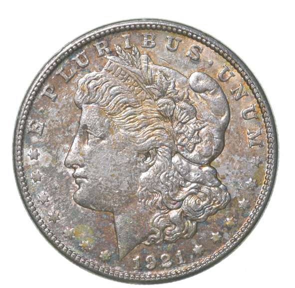 1921-S Morgan Silver Dollar Rainbow Toned