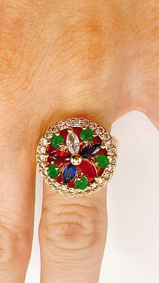 22kt Gold Plated Multi Gemstone Cocktail Ring
