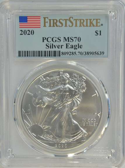 Perfect PCGS MS70 graded 2020 $1 Silver Eagle. First Strike
