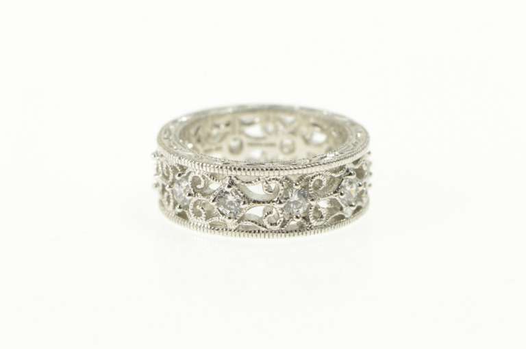Sterling Silver Elaborate Filigree Ornate Wedding Band Ring