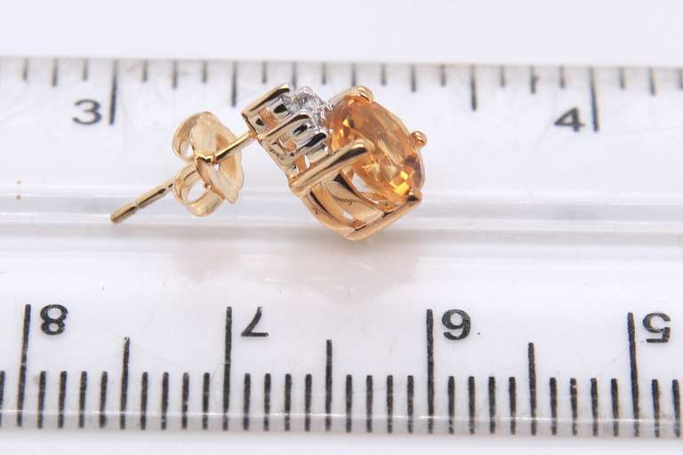 Charming Yellow Gold Citrine and Diamond Earrings