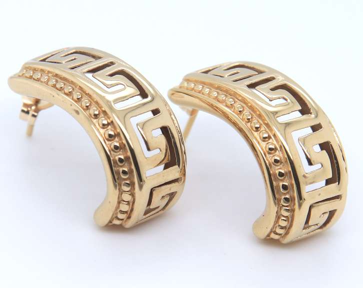 Pleasing Yellow Gold Greek Key Earrings