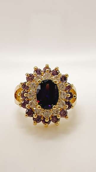 22kt Gold Plated Amethyst & Gemstone Cocktail Ring