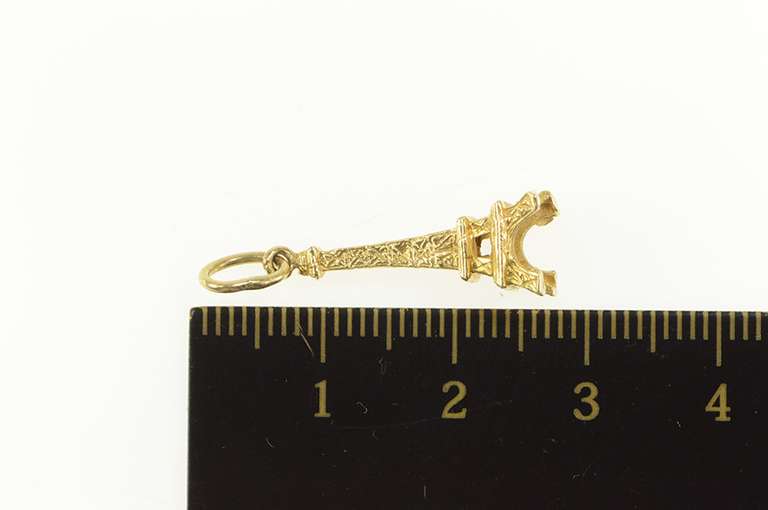 14K Yellow Gold 3D Eiffel Tower Paris France Travel Charm/Pendant