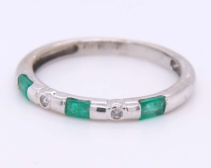 Favorite White Gold Emerald and Diamond Stackable Band
