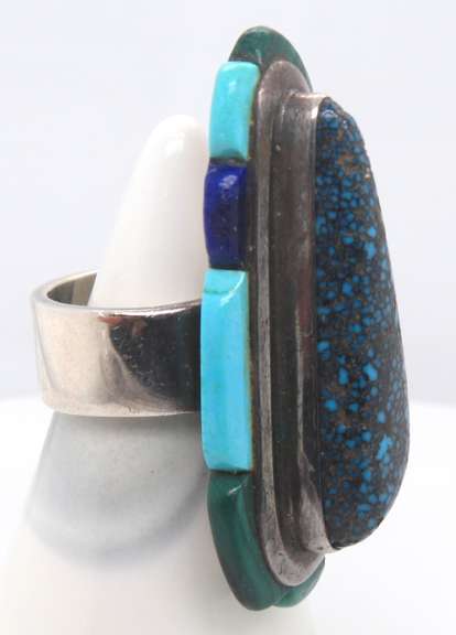 Vintage Sterling Silver Multi Turquoise Ring