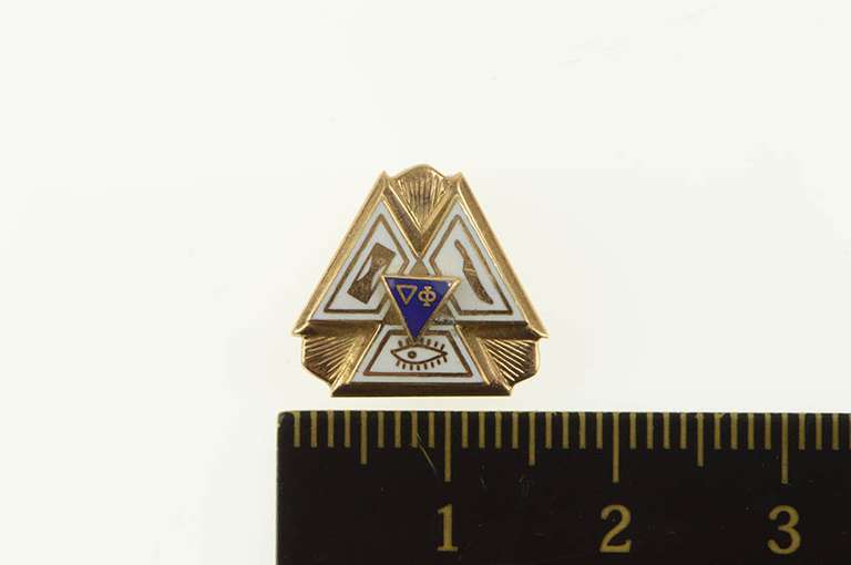 10K Yellow Gold Enamel Phi Delta Fraternity Ornate Lapel Pin/Brooch