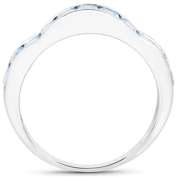 Plated Rhodium2.25ctw Blue Topaz Ring