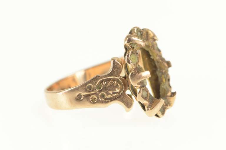 10K Yellow Gold Victorian Ornate Seed Pearl Engagement Setting Ring