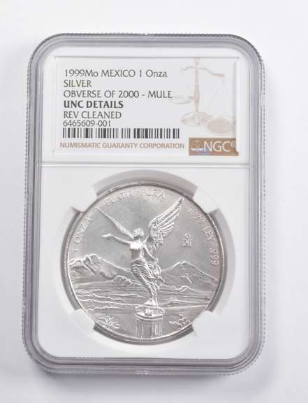 1999 Mo Mexico 1 Silver Onza OBV Of 2000 Mulle Det. NGC