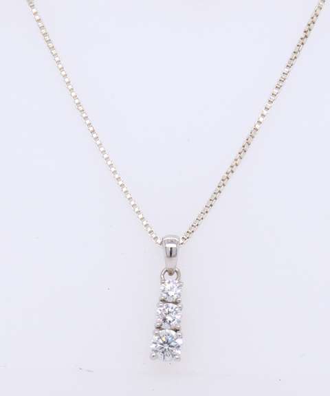 Vintage Sterling Silver Cubic Zirconia Pendant on Chain
