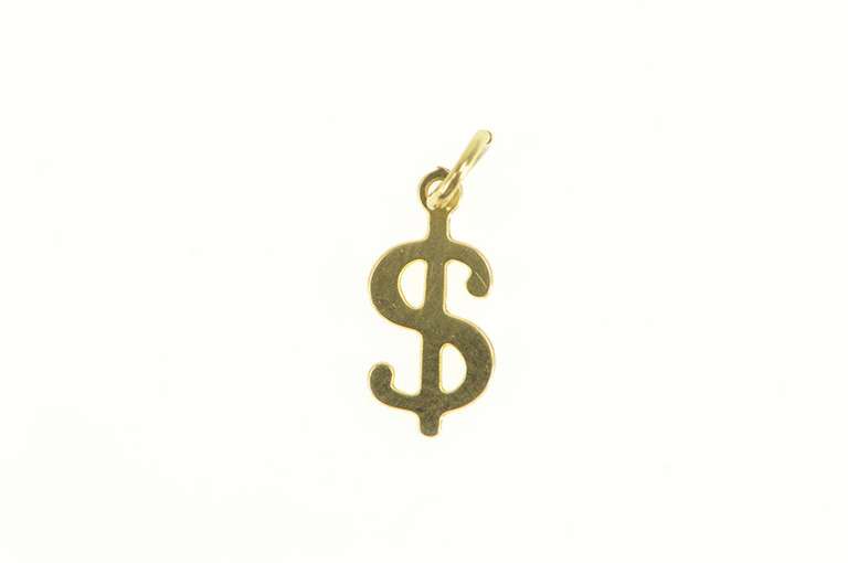 14K Yellow Gold Mini $ Money Dollar Sign Cash Symbol Charm/Pendant