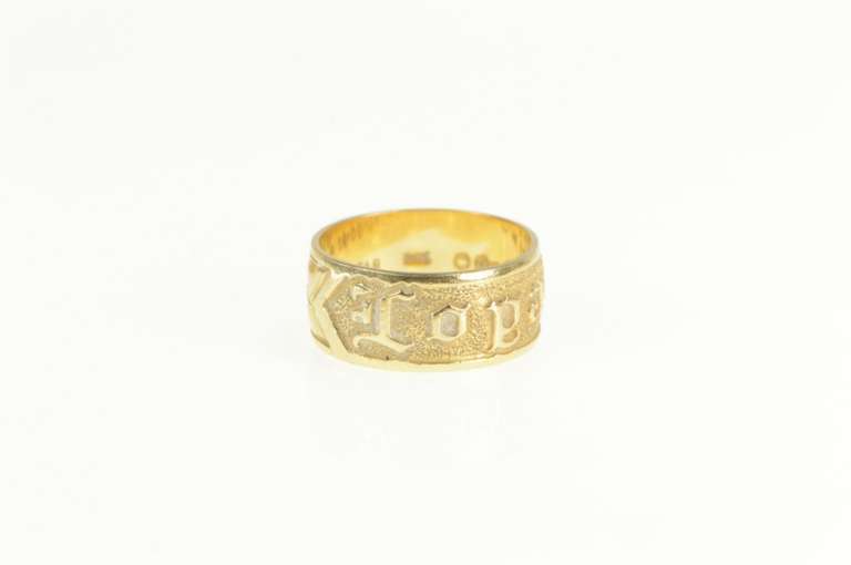 14K Yellow Gold Topaka Ornate Floral Pattern Polynesian Name Ring