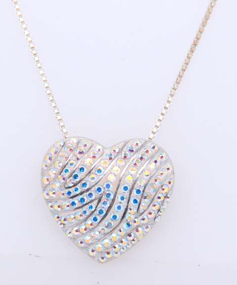 Vintage Sterling Silver Heart Shaped pendant on Chain