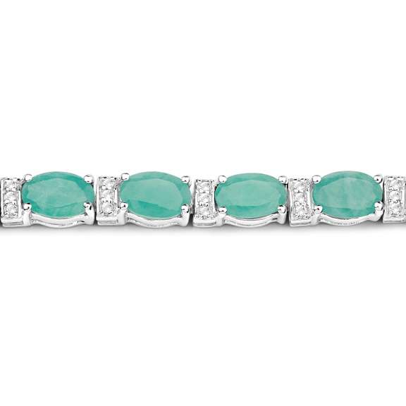 Plated Rhodium 10.12ctw Emerald and White Topaz Bracelet