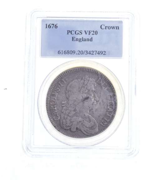 VF20 1676 United Kingdom 1 Crown - Graded PCGS