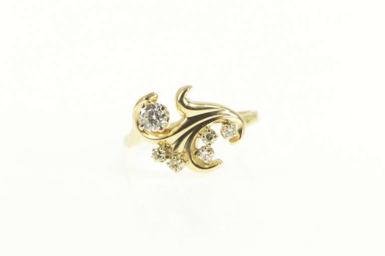 14K Yellow Gold 0.38 Ctw Diamond Ornate Scroll Engagement Ring