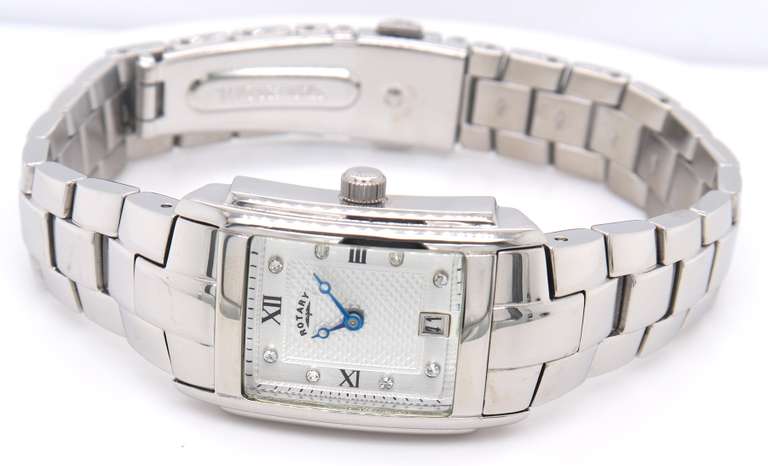 Rotary Quartz Silver Dial Analogue Display Watch