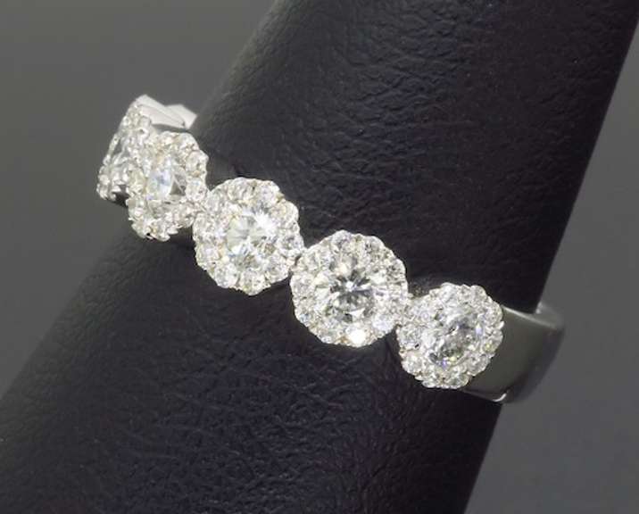 5 Stone Diamond Halo Band