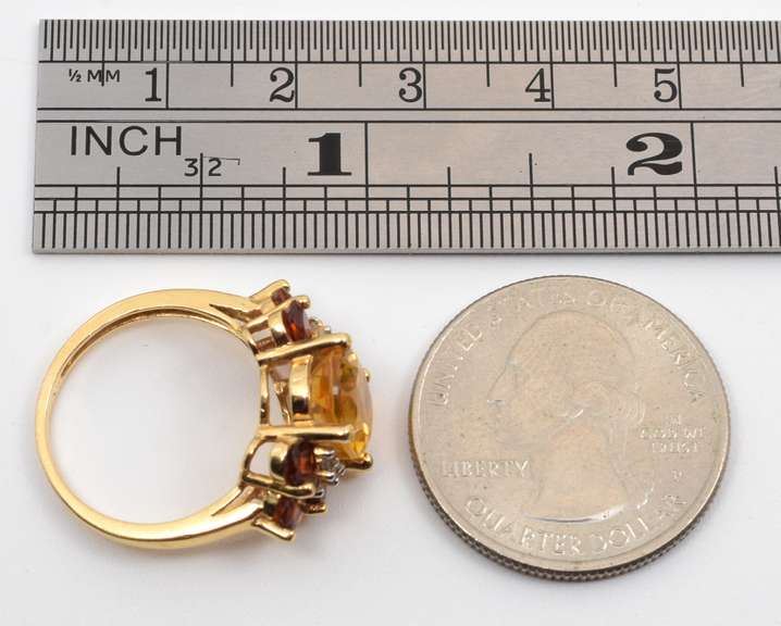Colorful Citrine & Garnet Ring