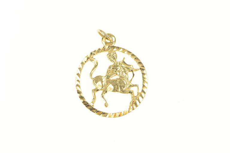 14K Yellow Gold Sagittarius Zodiac Astrology Star Sign Charm/Pendant