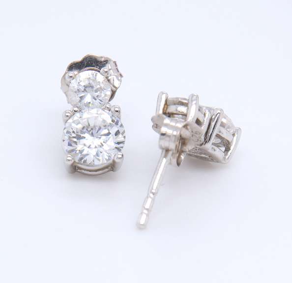 Group Lot of 925 Sterling Silver Cubic Zirconia Earrings