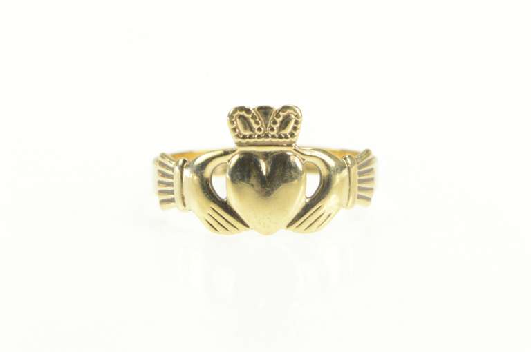 9K Yellow Gold Claddagh Traditional Irish Celtic Loyalty Ring