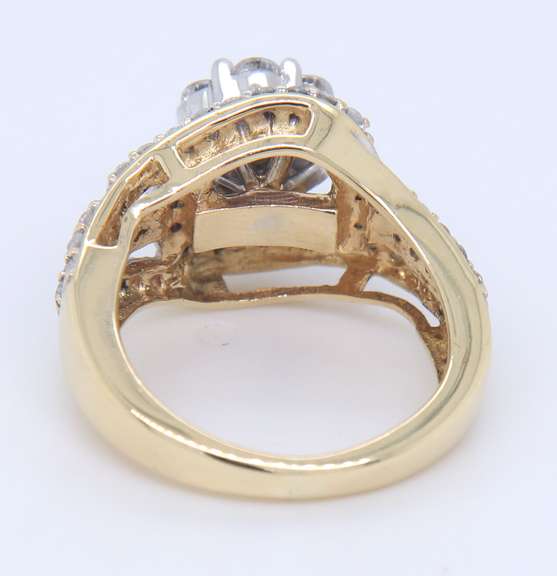 Elegant Yellow Gold Diamond Cluster Engagement Ring