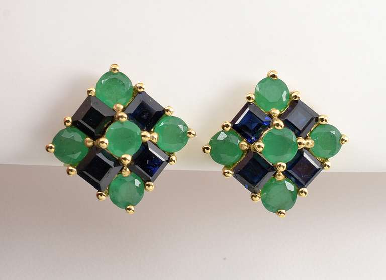 Interesting Emerald & Sapphire Earrings