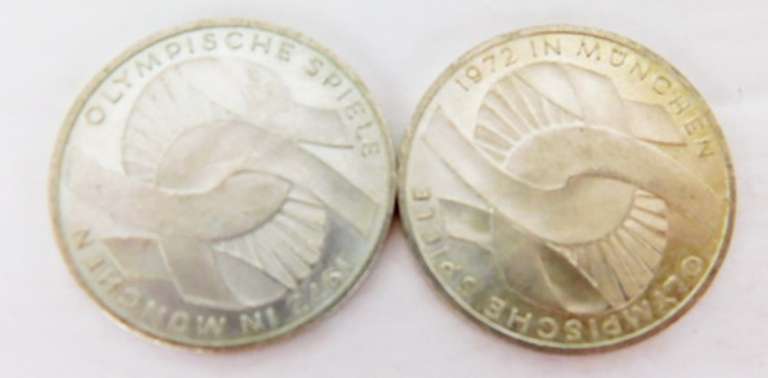 2 Munchen Olympics 1972 Deutche Mark Coins