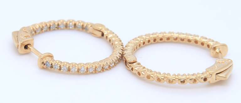 Divine Yellow Gold Diamond in out Hoop Earrings