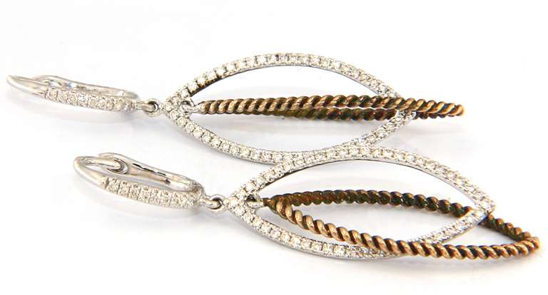 Tempting New Gabriel & Co Two Tone Diamond Dangle Earrings