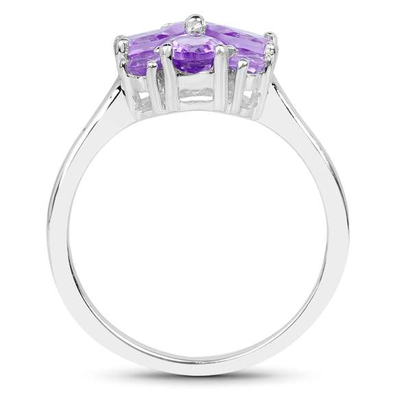 Plated Rhodium 1.44ctw Amethyst Ring