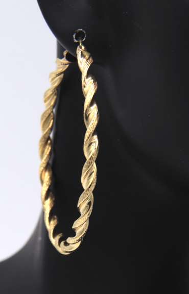 Fantastic Yellow Gold Twisted Hoop Earrings