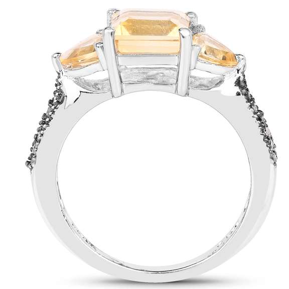 Plated Rhodium 2.55ctw Citrine and Diamond Ring