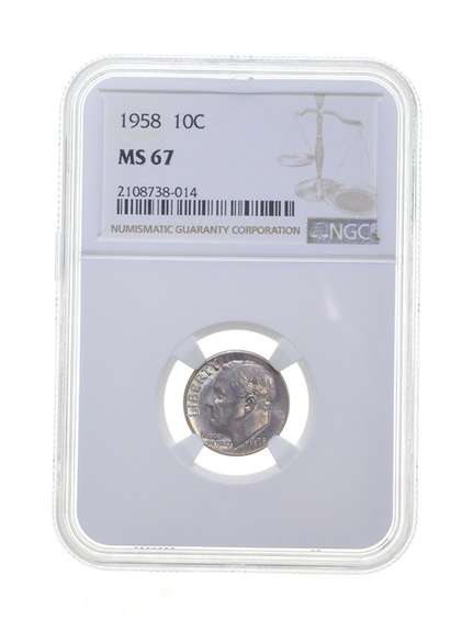 MS67 1958 Roosevelt Dime - Graded NGC