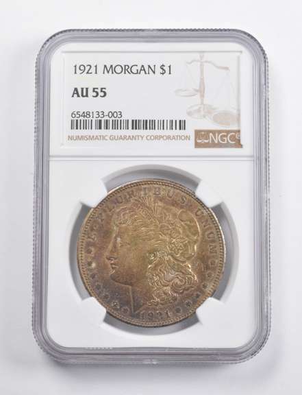 AU55 1921 Morgan Silver Dollar NGC