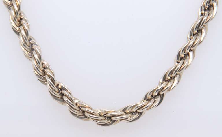 Vintage Sterling Silver Rope Chain Necklace
